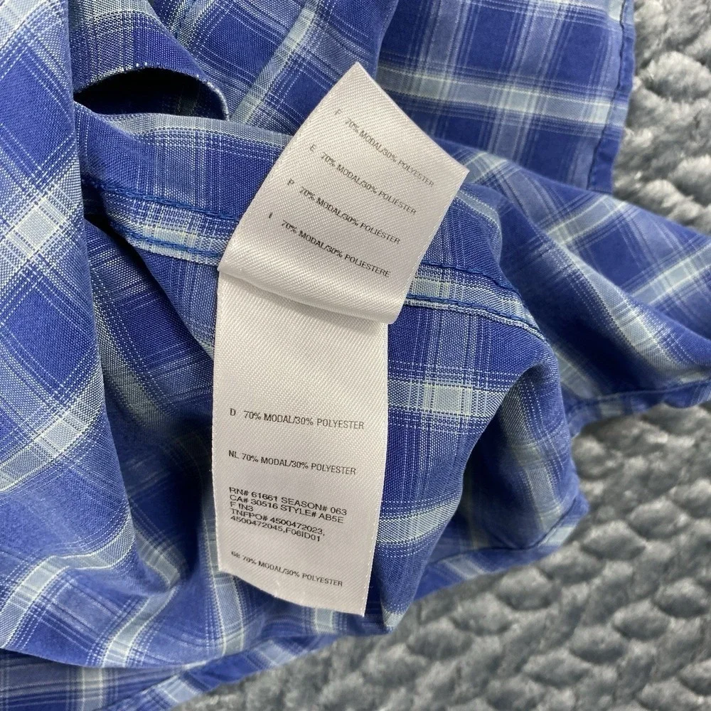 The North Face Shirt Mens M Blue Plaid Long Sleeve Button Up Vented Hiking